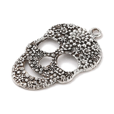 Day of the Dead Ornaments Tibetan Style Alloy Sugar Skull Pendants TIBEP-22828-AS-NR-1