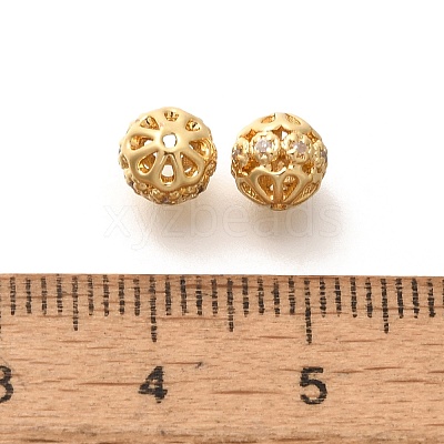 Rack Plating Brass Micro Pave Clear Cubic Zirconia Beads KK-H508-20G-1