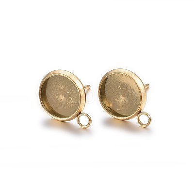 Ion Plating(IP) 304 Stainless Steel Stud Earring Settings X-STAS-H467-08G-10mm-1