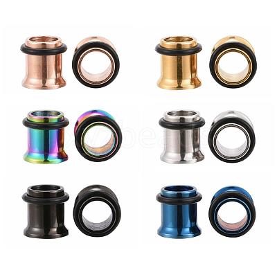 12Pcs 6 Colors 316 Surgical Stainless Steel Screw Ear Gauges Flesh Tunnels Plugs STAS-YW0001-15-1