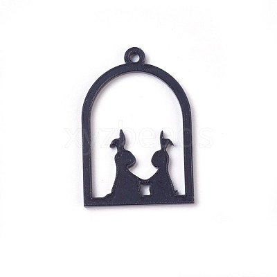 Acrylic Bunny Open Back Bezel Pendants KY-WH0019-08-1