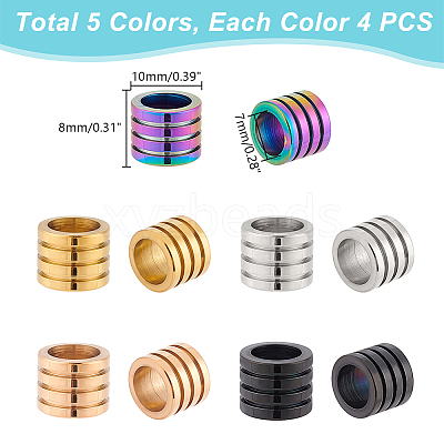 20Pcs 5 Colors 304 Stainless Steel Beads STAS-GA0001-68-1