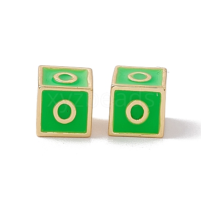 Rack Plating Brass Enamel Beads KK-B060-04G-02O-1