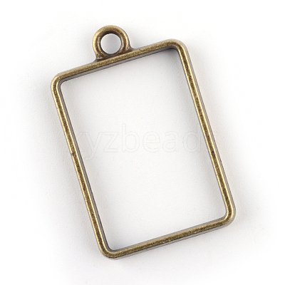 Rack Plating Alloy Rectangle Open Back Bezel Pendants LS-PALLOY-S047-28F-FF-1