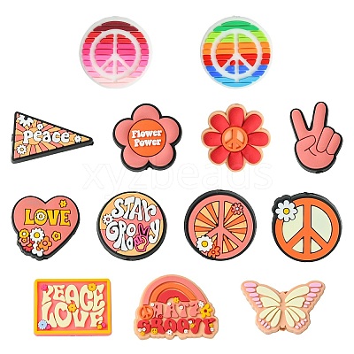 26Pcs 13 Styles Peace Themed PVC Plastic Beads PVC-CJ0001-02-1