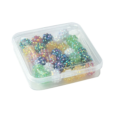 30Pcs 6 Colors Resin Rhinestone Beads RESI-FS0001-64-1
