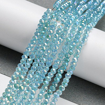 Transparent Baking Paint Glass Beads Strands DGLA-F002-02B-02-1