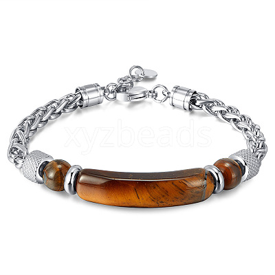Dyed Natural Tiger Eye Curved Rectangle Link Bracelet SB0264-2-1