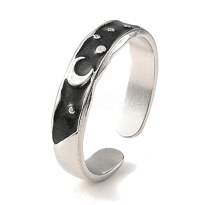 304 Stainless Steel Enamel Open Cuff Rings for Women RJEW-F166-16P-02-1