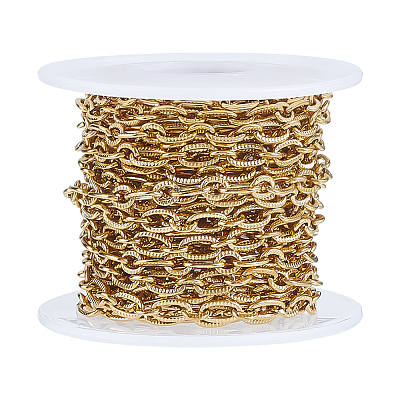304 Stainless Steel Textured Cable Chains CHS-WH0020-004G-1