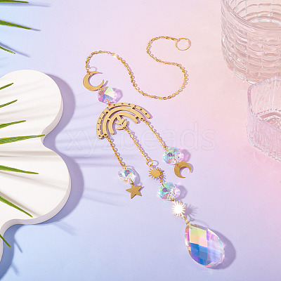 1Pc Faceted Glass Sun Catcher Pendant Decorations AJEW-TA0003-19-1