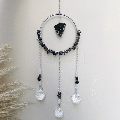 Glass Pendant Decoration DJEW-PW0019-11A-1