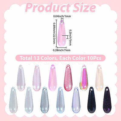 130Pcs 13 Colors Baking Paint Transparent Glass Pendants FIND-SC0023-46B-1