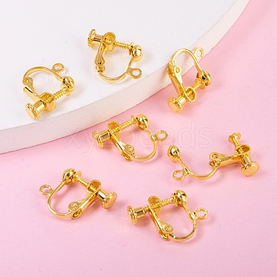 Brass Screw On Clip-on Earring Findings KK-L164-01G-1