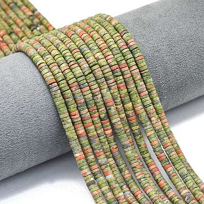 Natural Unakite Beads Strands G-P575-B25-4x1mm-1