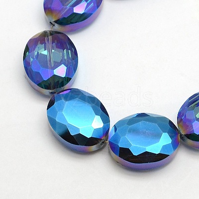Faceted Electroplate Crystal Glass Oval Beads Strands EGLA-F059B-05-1