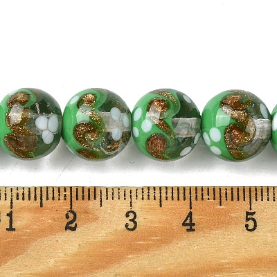 Handmade Gold Sand Lampwork Beads Strands LAMP-A003-03E-1