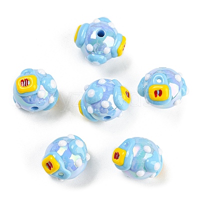 Hand Painted Acrylic with Enamel Beads MACR-K354-18B-1