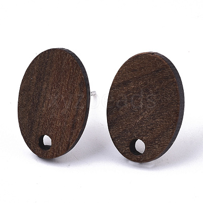 Walnut Wood Stud Earring Findings MAK-N033-006-1
