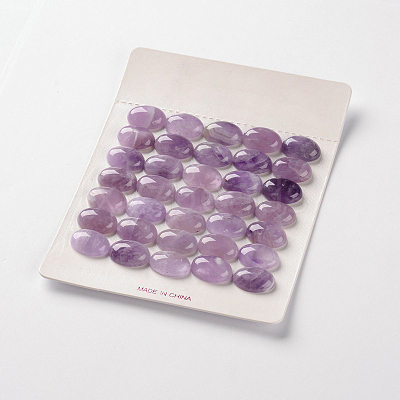 Natural Amethyst Gemstone Oval Cabochons G-J329-13-6x8mm-1