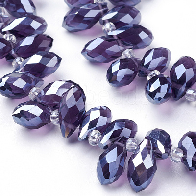 Electroplate Glass Faceted Teardrop Beads Strands X-EGLA-D014-11-1