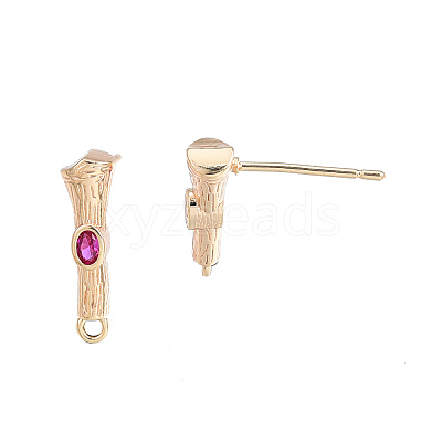Brass Micro Pave Cubic Zirconia Stud Earring Findings KK-T062-247G-03-1
