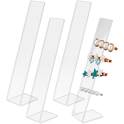 4Pcs Clear Acrylic Slant Back Hairpin Display Stands ODIS-SP0001-05-1