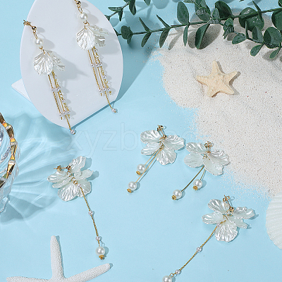 3 Pairs 304 Stainless Steel Flower Tassel Stud Earrings EJEW-PH01461-1
