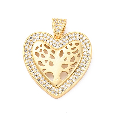 Brass Micro Pave Cubic Zirconia Pendants KK-D325-59G-02-1
