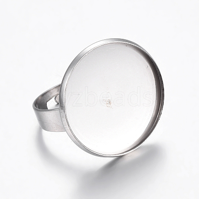 Tarnish Resistant Adjustable 304 Stainless Steel Finger Rings Components STAS-G187-01P-20mm-1