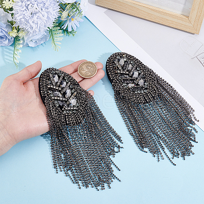2Pcs Iron Tassel Chain Shoulder Epaulettes DIY-HY0003-62B-1