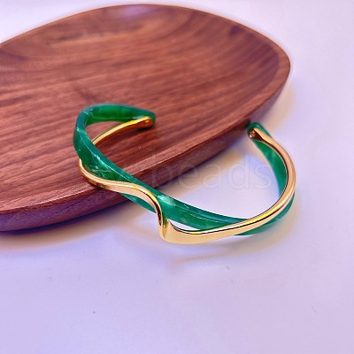 Wave Acrylic & CCB Plastic Cuff Bangles for Women FS-WGC603E-03-1
