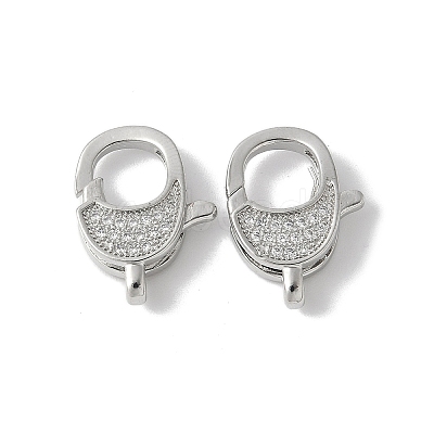 Brass Micro Pave Cubic Zirconia Lobster Claw Clasps KK-F893-06P-1