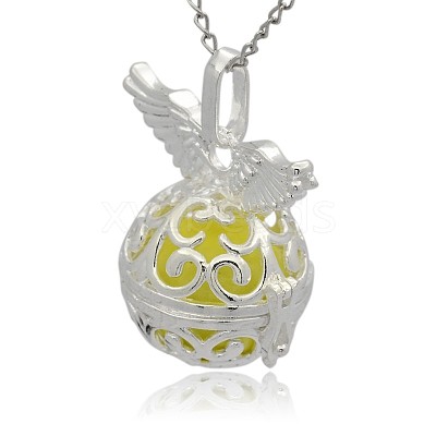 Silver Color Plated Brass Cage Pendants KK-J217-15S-1