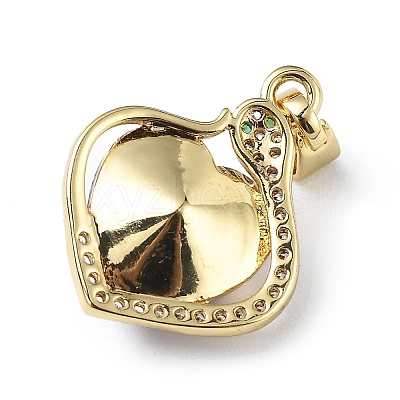 Real 18K Gold Plated Rack Plating Brass Micro Pave Clear Cubic Zirconia Pendants KK-C015-16G-13-1