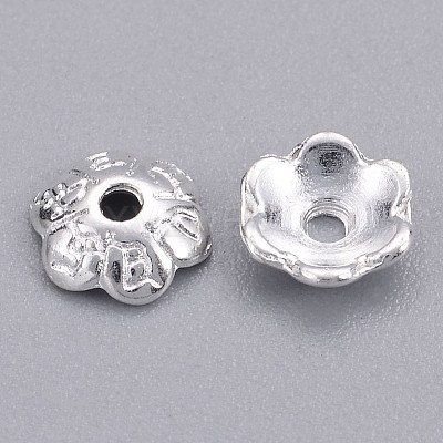 6-Petal Tibetan Style Alloy Flower Bead Caps LS-TIBE-S220-S-RS-1