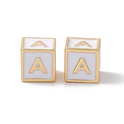 Rack Plating Brass Enamel Beads KK-B060-04G-04A-1