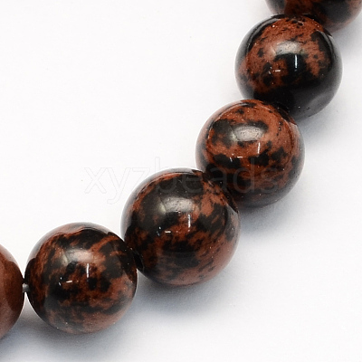 Natural Mahogany Obsidian Round Beads Strands G-S163-10mm-1
