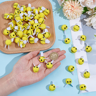 60Pcs Bees Polyester Wool Pom Pom Ball DIY-CY0003-29-1