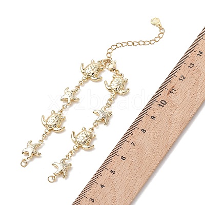Summer Beach 304 Stainless Steel Turtle Starfish Link Chain Bracelet Making AJEW-JB01612-1
