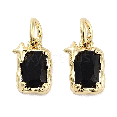 Brass Micro Pave Cubic Zirconia Charms KK-C051-10G-01-1