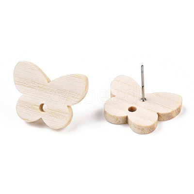 Ash Wood Stud Earring Findings EJEW-N017-011Y-1