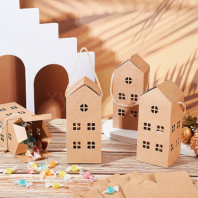 House Shaped Kraft Paper Candy Totes CON-WH0105-01-1