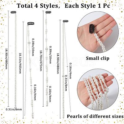4Pcs 4 Styles Plastic Pearl with Iron Hair Clips OHAR-GF0001-36-1