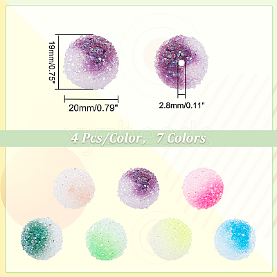 28Pcs 7 Colors  Frosted Acrylic Beads MACR-PH0002-19-1