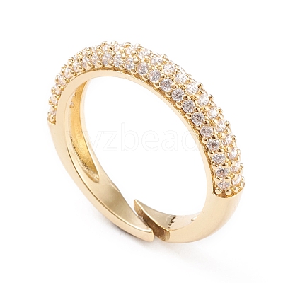 Adjustable Brass Micro Pave Cubic Zirconia Cuff Rings RJEW-L098-007A-G-1