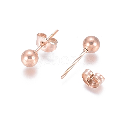 Ion Plating(IP) 304 Stainless Steel Stud Earrings EJEW-L215-57C-RG-1