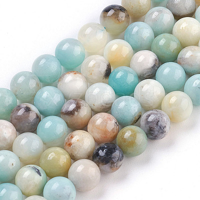 Natural Flower Amazonite Beads Strand G-E487-49-6MM-1