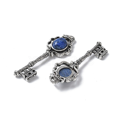 Key Brass Natural Lapis Lazuli Big Pendants KK-D361-01AS-29-1