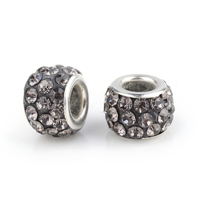 Polymer Clay Rhinestone European Beads CPDL-S007-10-1